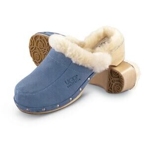 UGG Women's Sz 8 Kalie Clogs Sherpa Lined Suede Mule/Clog Platform Wooden Heel